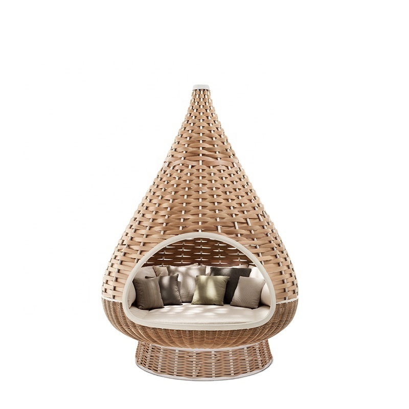 Comfortable wicker rattan furniture sri lanka round outdoor daybed with canopy