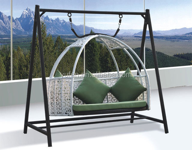 rattan hanging two seater garden swing