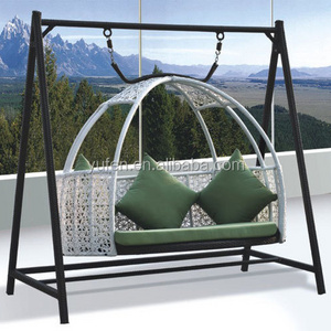 rattan hanging two seater garden swing