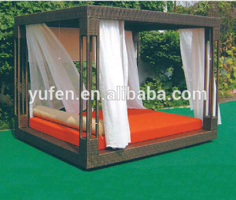 Aluminium garden lounger furniture rattan outdoor cabana bed