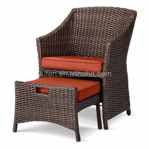 Good quality rattan patio furniture outdoor lounge chair with ottoman