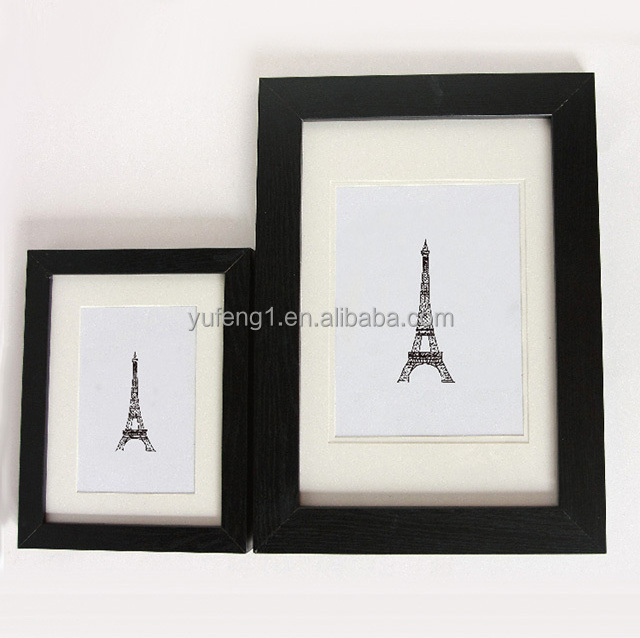 Wholesale cheap cardboard photo frames wood and double matted frames photo holder 4x6 6x8 8x10