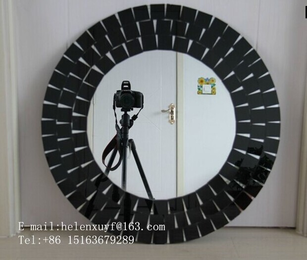 Special round black frame mosaic mirror glass wall mirror