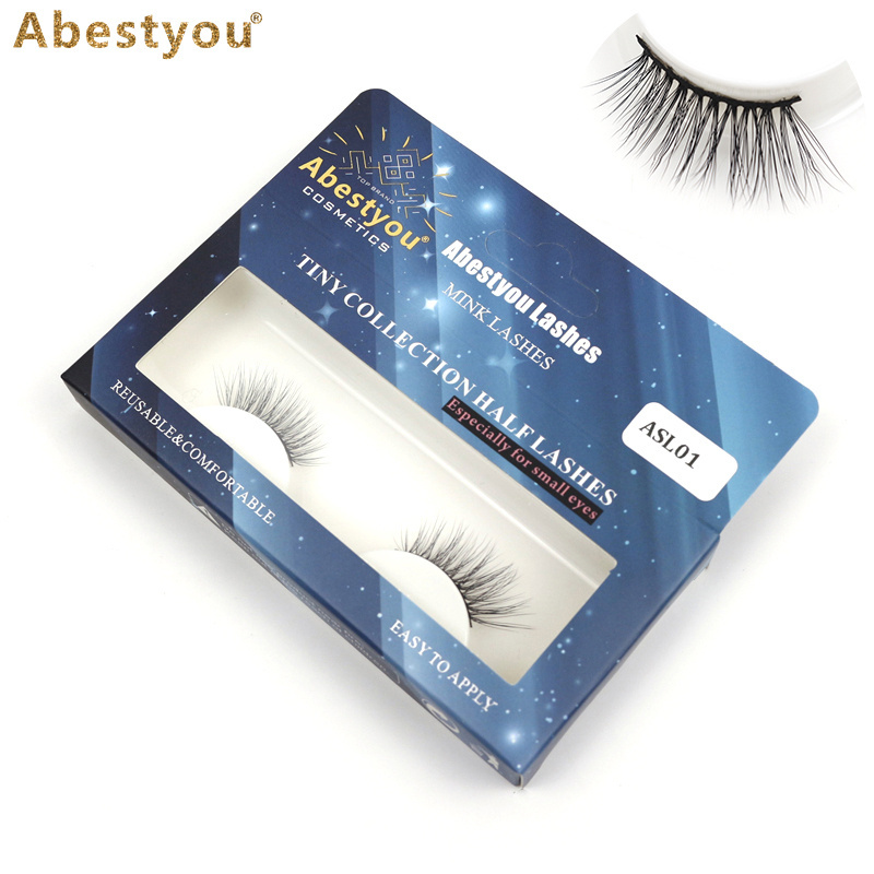 Abestyou 3d faux mink half lashes small short eyelashes tiny messy lash extensions for small eyes makeup tools