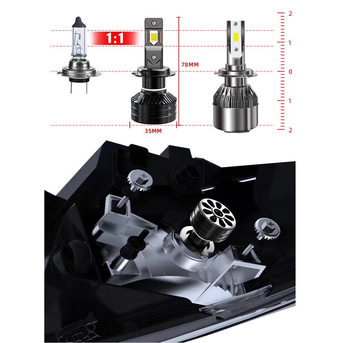 H7 LED Bulb 250WATT 6300K 45000 Lumen Extra Bright 4575 CSP Chips Conversion Kit Replacement Fog Light car lighting accessories