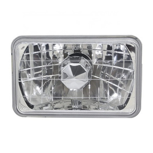 7" Round square 7x6 7x5 semi sealed Headlight glass crystal lens H4 halogen bulbs High/ Low Beam halo ring DRL for Jeep Wrangler