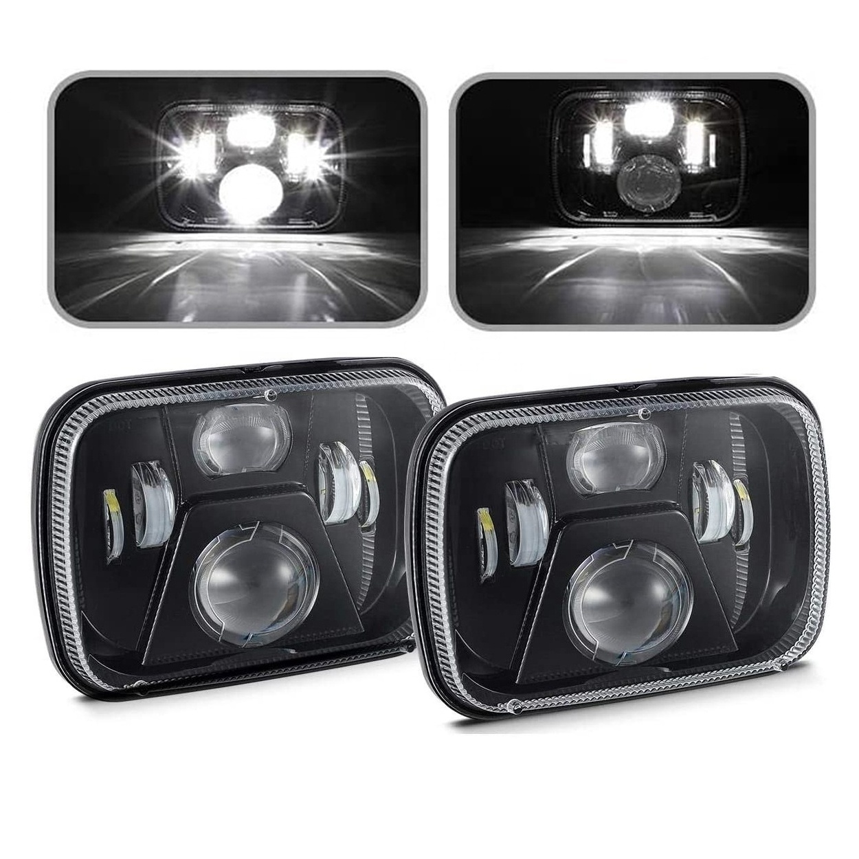 5x7 7x6 inch LED Headlights H6054 6054 H5054 6052 LED for XJ Wrangler YJ Comanche MJ Corolla Tacoma Pickup Auto Lighting Systems