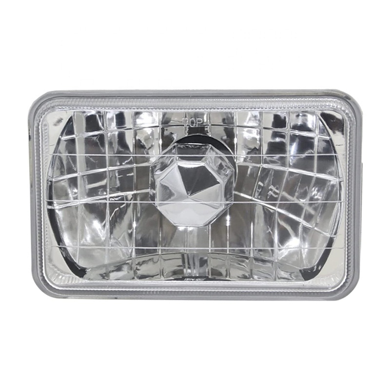 4x6 inch Glass Clear Lens Crystal Semi-Sealed Beam Kit High Low Beam H4 HID LED Halogen Housing Headlights Replacement Kit