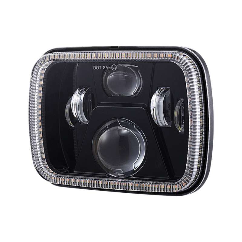 Amber White DRL Turn Signal 7 Inch Square LED Headlights 7X6 7X5 Offroad Led Rectangular Headlight for Jeep Wrangler 4x4 Truck