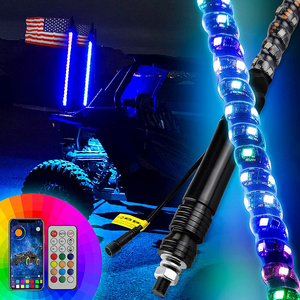 2pcs 3ft APP Remote Control Spiral RGBW Chasing Led Flag Pole Light 12V Safety Whip RGB Led Lights Offroad LED Whip Lights