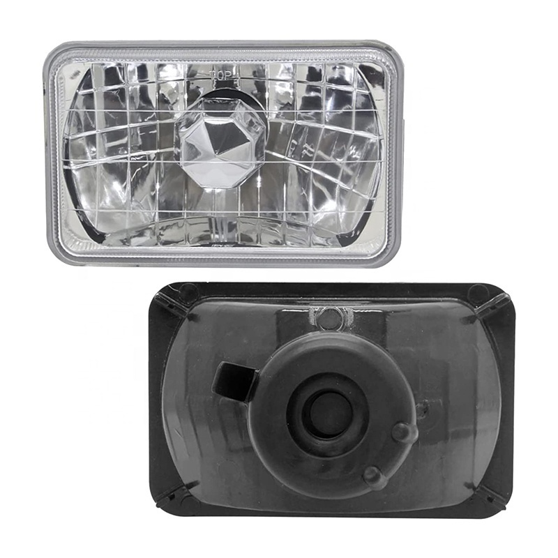 4x6 inch Glass Clear Lens Crystal Semi-Sealed Beam Kit High Low Beam H4 HID LED Halogen Housing Headlights Replacement Kit