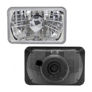 4x6 inch Glass Clear Lens Crystal Semi-Sealed Beam Kit High Low Beam H4 HID LED Halogen Housing Headlights Replacement Kit