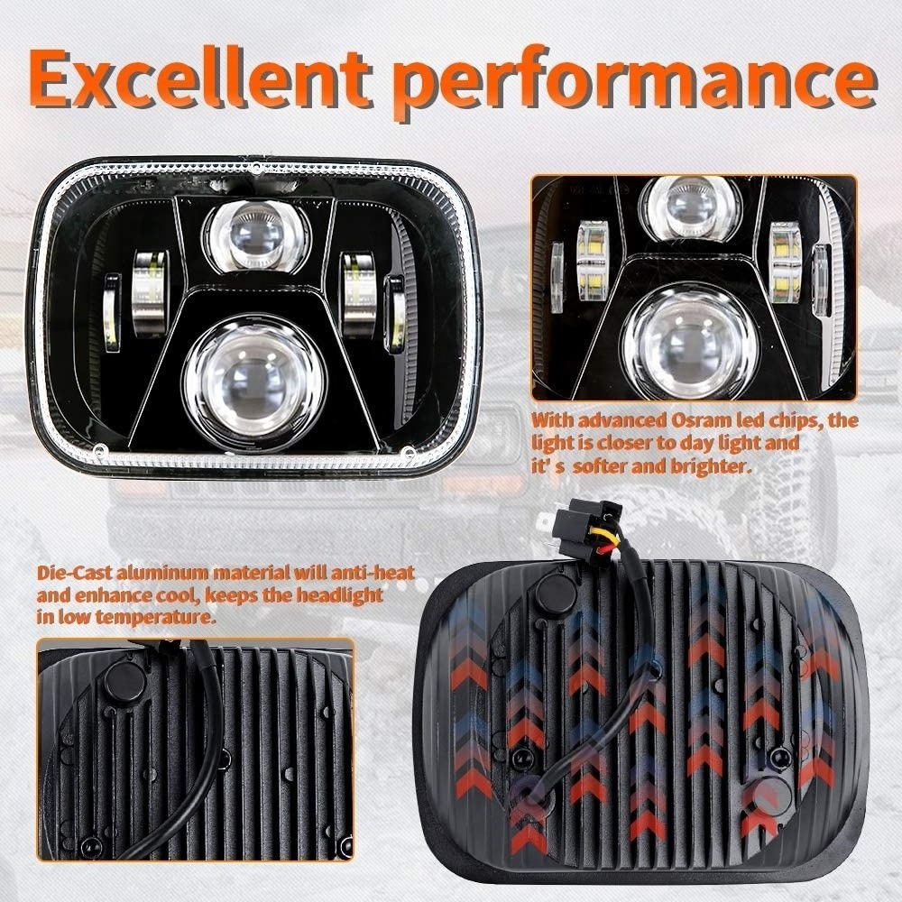 5x7 7x6 inch LED Headlights H6054 6054 H5054 6052 LED for XJ Wrangler YJ Comanche MJ Corolla Tacoma Pickup Auto Lighting Systems