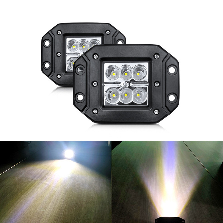 18W Flood spot combo Off Road LED Work Light Driving Lights 3inch Led Light Bar Flush Mount for Jeep Truck Tacoma Bumper ATV UTV