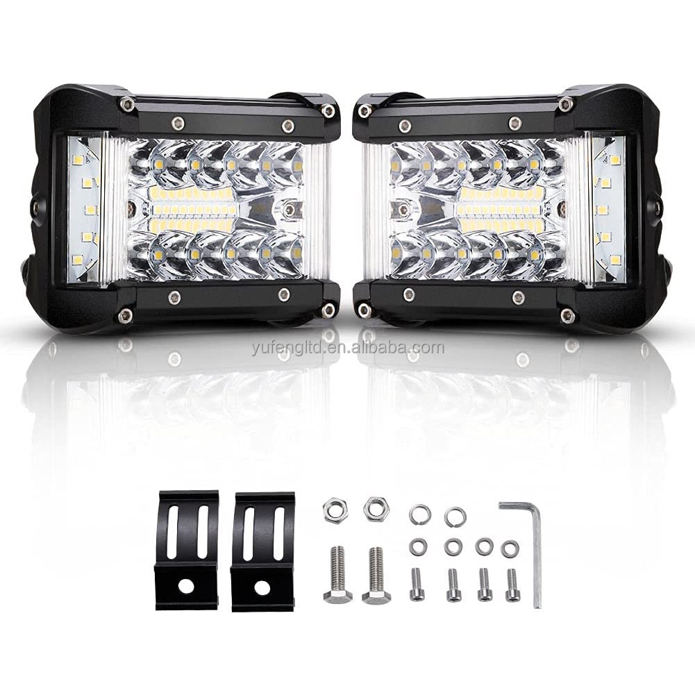 LED Pods barra de luz 4 pulgadas 120 vatios 12800 lumenes conduction niebla fuera de carretera luces triple fila impermeable