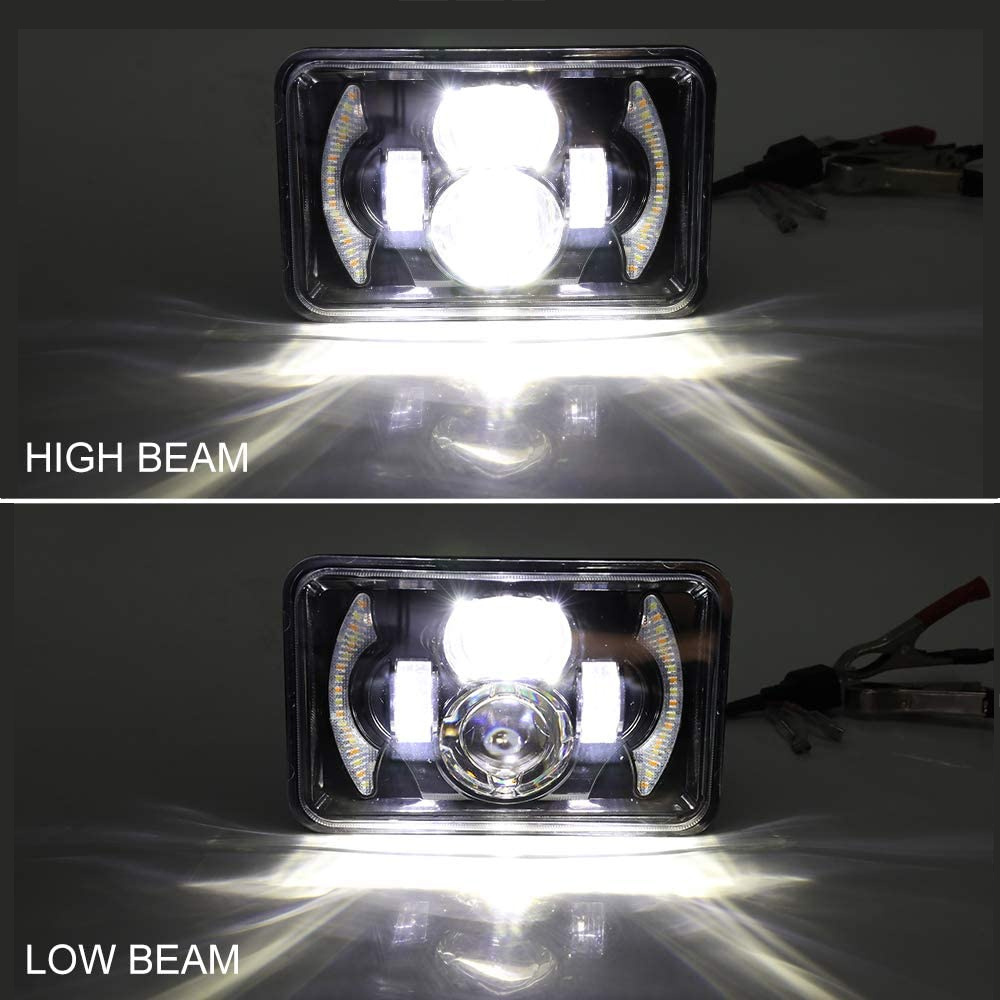 LED Halo Angel Eye Projector Headlight Amber Turn Signal White High/Low beam DRL 7