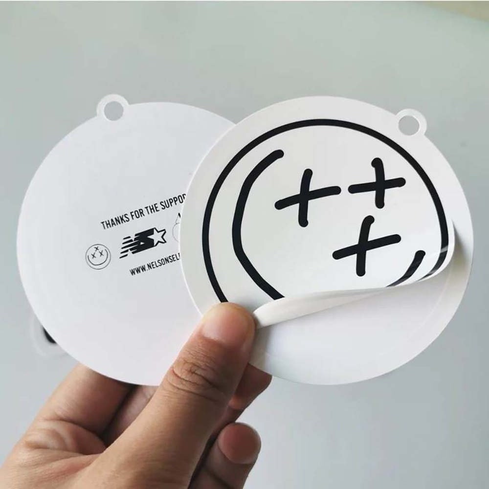 UV Die cut Custom Logo printing Tag Sticker Waterproof Clothing HangTag Stickers