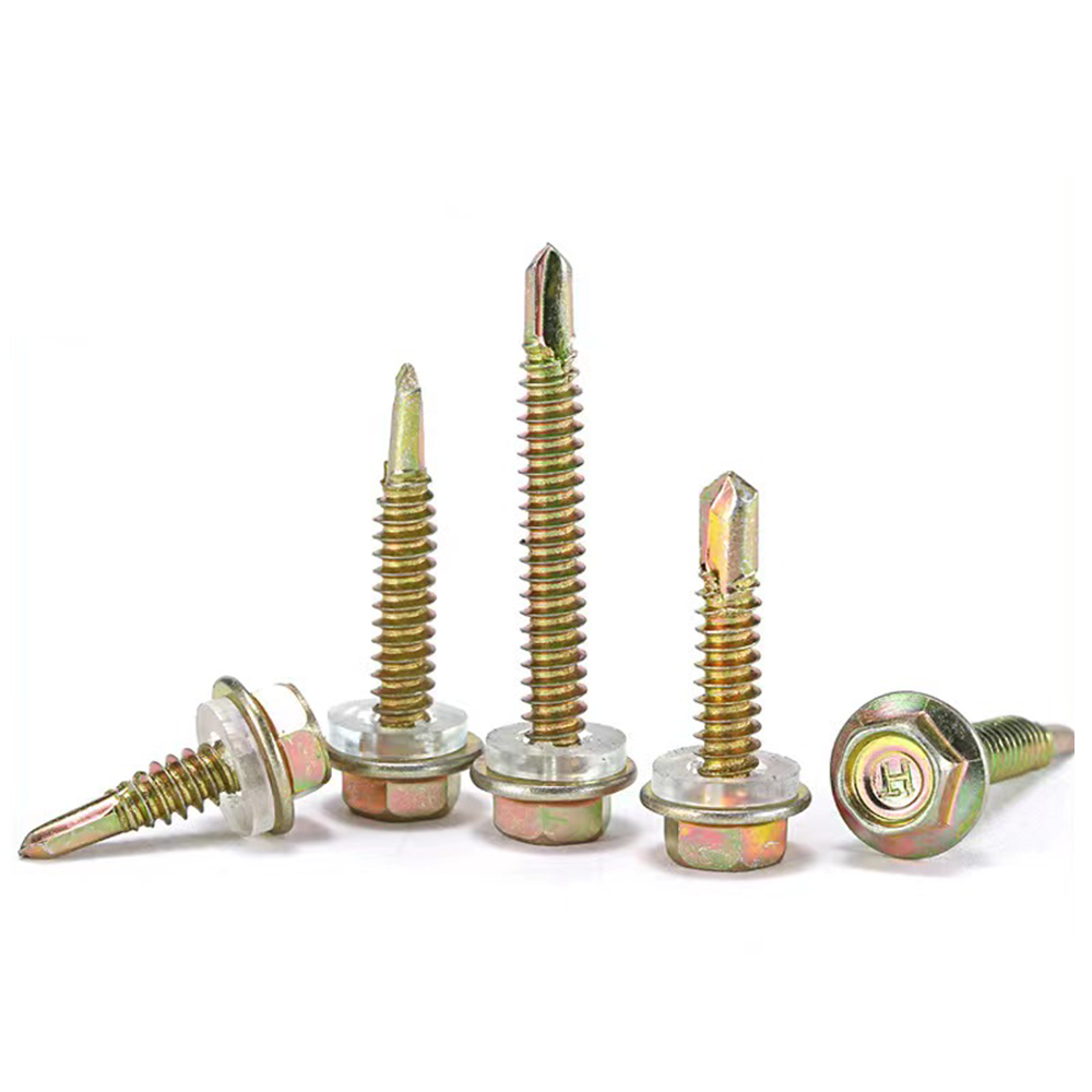 Building Roofing Yellow Zinc Tek Screws Tornillos Hexagonal Hex washer Head Self Drilling Screws Taiwan