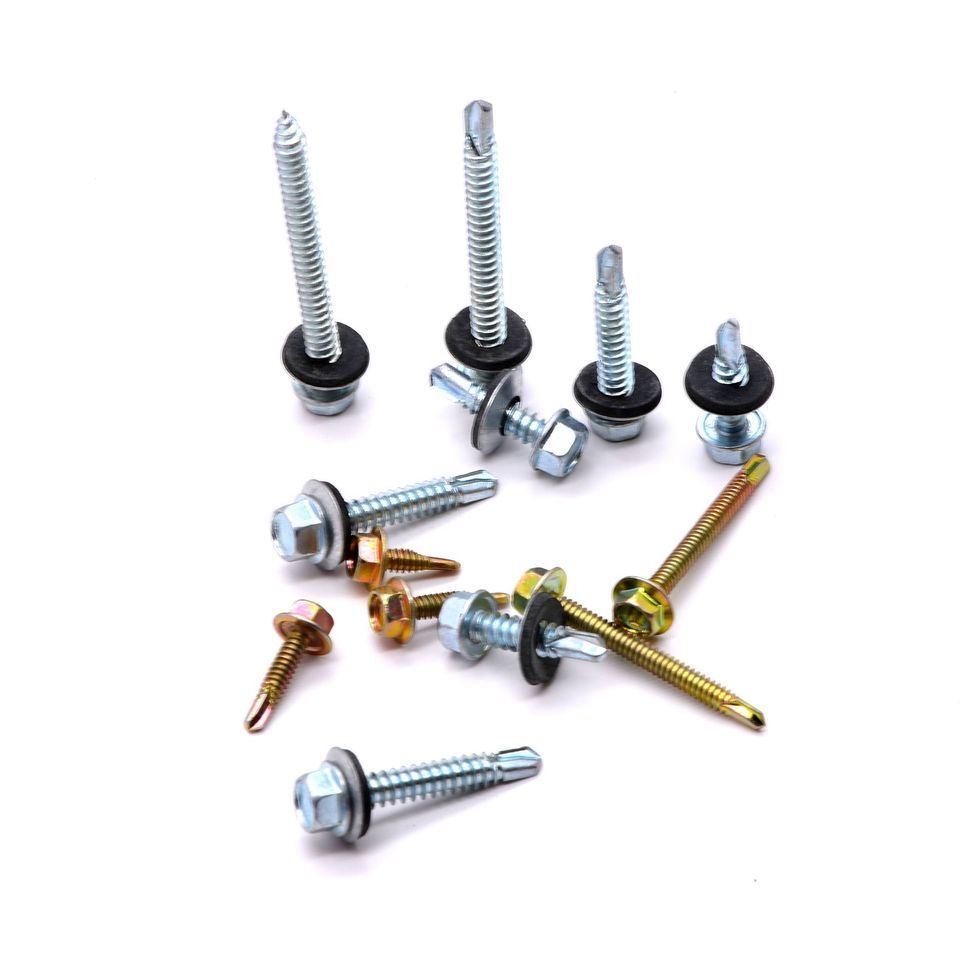 Building Roofing Yellow Zinc Tek Screws Tornillos Hexagonal Hex washer Head Self Drilling Screws Taiwan