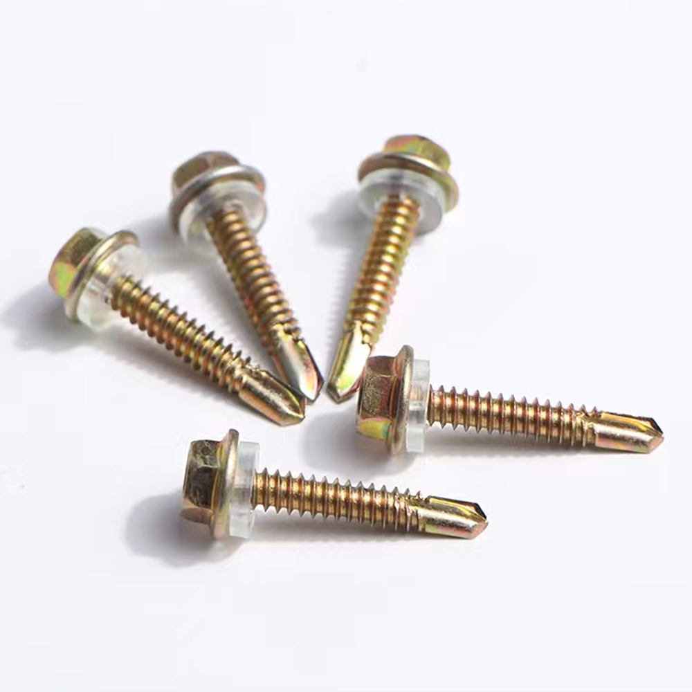 Building Roofing Yellow Zinc Tek Screws Tornillos Hexagonal Hex washer Head Self Drilling Screws Taiwan