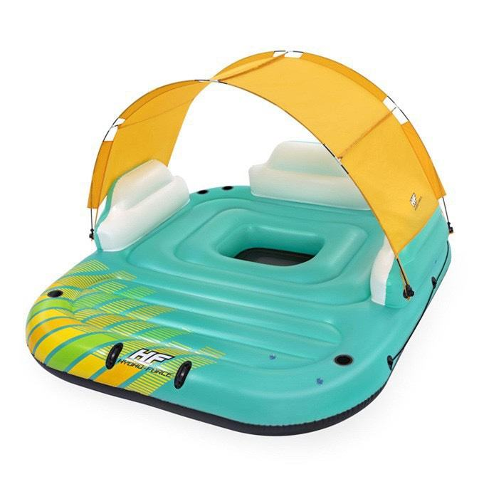 inflatable Canopy Island Floating Raft Lounge With Sunshade 5-6 person 990LBS Capacity for Lake Pool River for Party