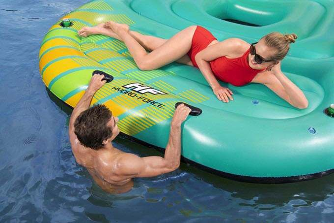 inflatable Canopy Island Floating Raft Lounge With Sunshade 5-6 person 990LBS Capacity for Lake Pool River for Party