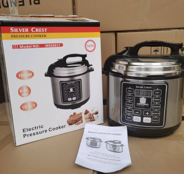 High Quality Stainless Steel Multi 6L Capacity Silver crest Pressure Pot Cooker Commercial Or Household Electric Pressure Cooker