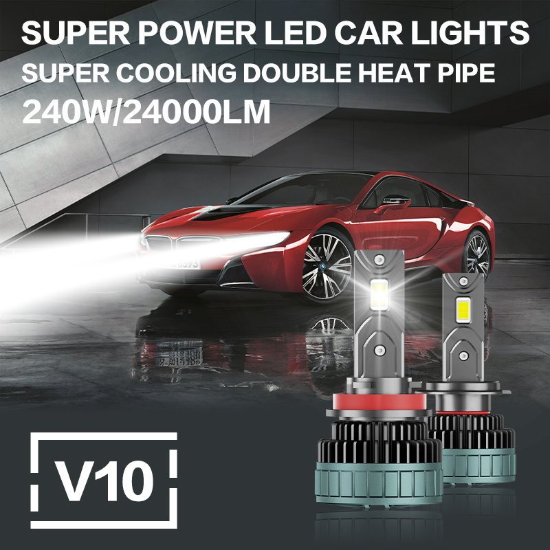 120w V10 Three Copper Tubes High Quality LED Bulbs 40000 Lumen H4 Headlight HIR2 Led Headlamp