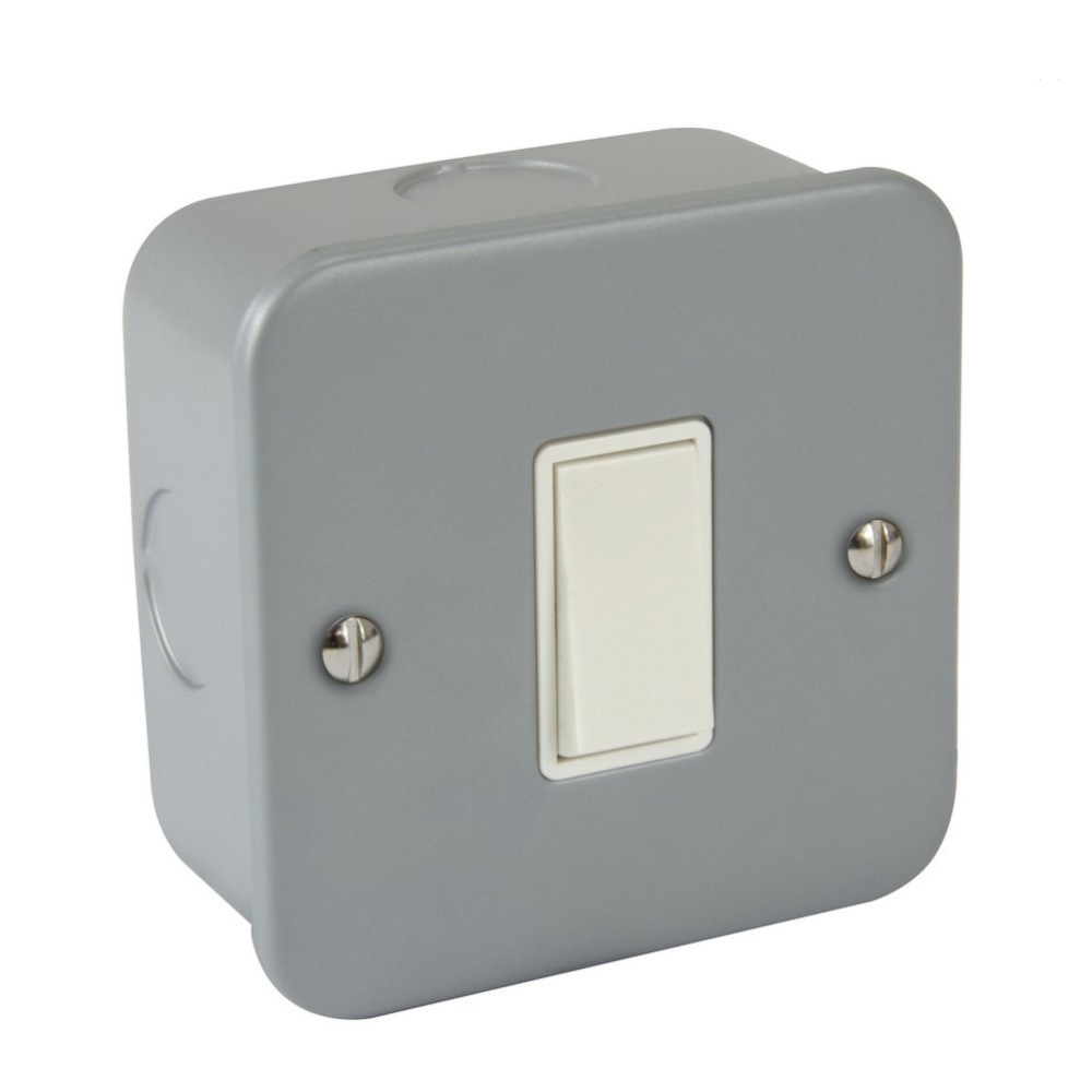 Hot Sale 10A 1 gang 1way 2way wall light switch (WITH BOX )Metal Clad Perforated Metal Cladding Metal Clad Switch