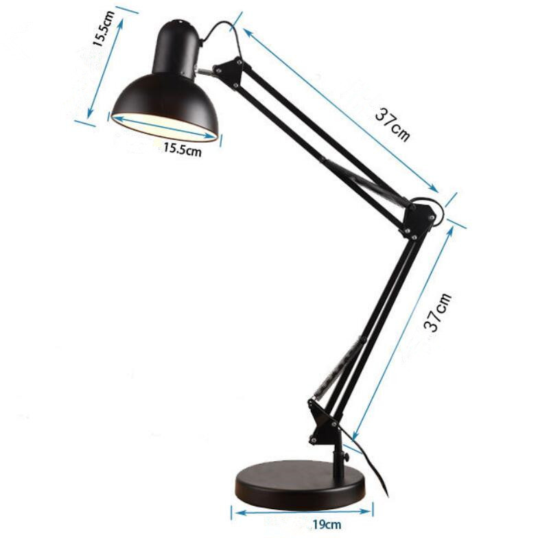 Modern Folding Desk Lamps Iron Study/Computer Lights Reading Light Long Swing Arm Black/White LED Home Metal Table Lamp