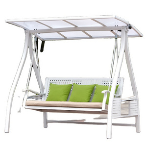 The New! Luxury 3 Seats All-aluminum Solar Light Outdoor Swing Sets Patio Swing Chair Garden Leisure Swing Chairs