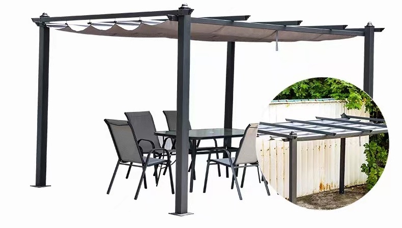 Factory Direct Sale Waterproof Awning Retractable Awning Folding System Roof Outdoor Aluminum Gazebo Retractable Pergola