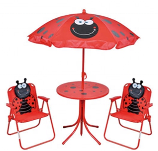 Children folding dining table with umbrella for kids garden picnic outdoor table