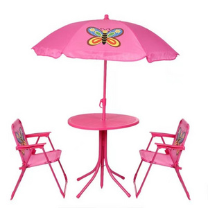 Children folding dining table with umbrella for kids garden picnic outdoor table