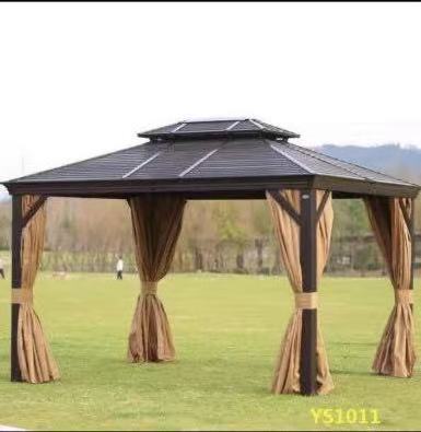 Outdoor Leisure Luxury Sun Pergolas Double Roof Aluminum Garden Backyard Farm Countryyard Waterproof Hardtop Gazebo