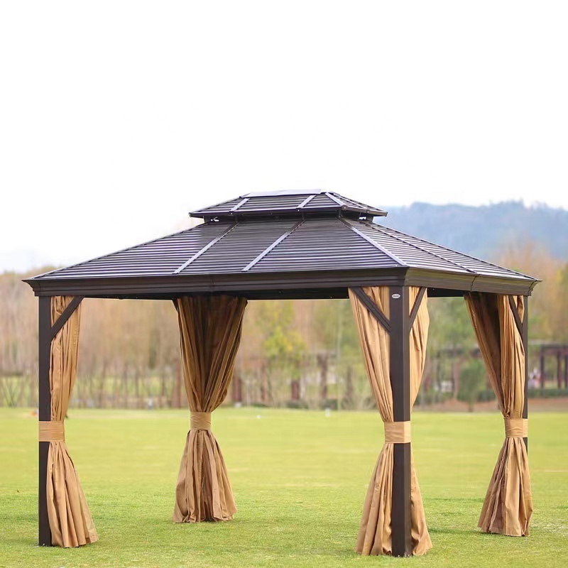 Garden Aluminum Metal Outdoor Polycarbonate Roof Gazebo with metal roof pavilion gazebo