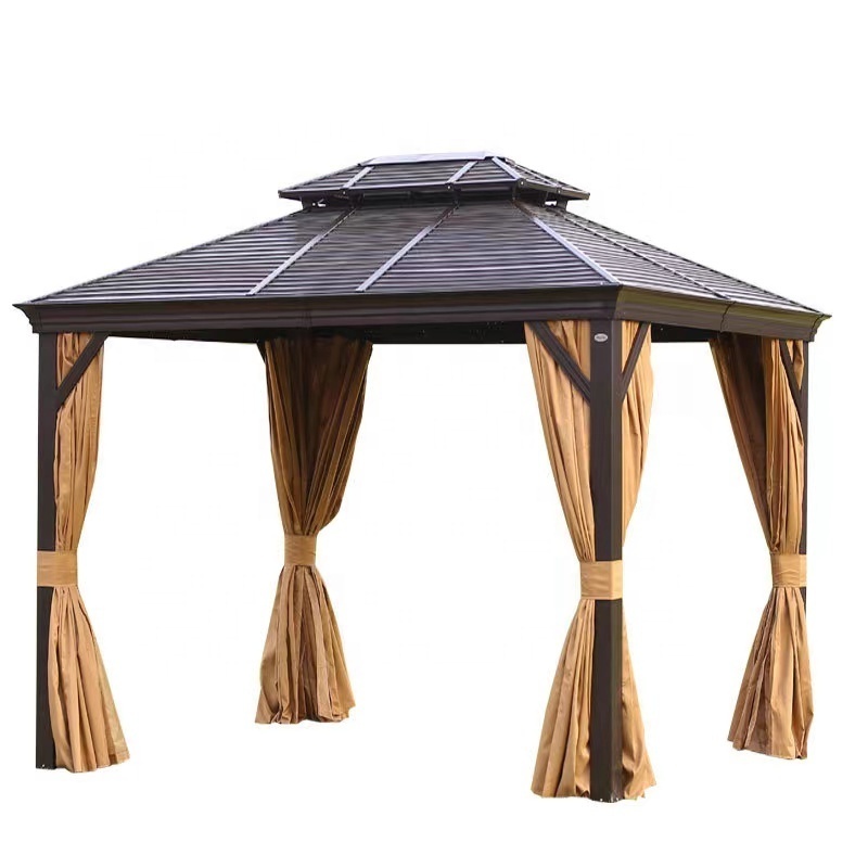 Garden Aluminum Metal Outdoor Polycarbonate Roof Gazebo with metal roof pavilion gazebo