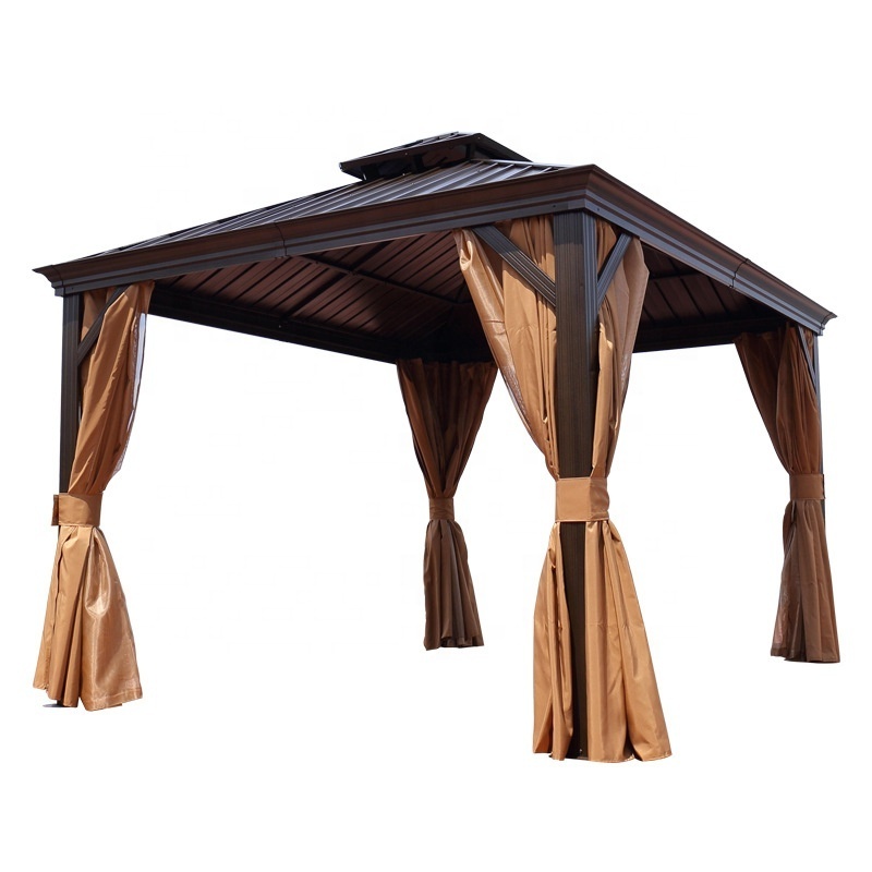 High Quality Luxury Double Roof Outdoor Garden Fashion Leisure Frame Sunroof Pavilion 10x12 feet  Backyard Hardtop Gazebo