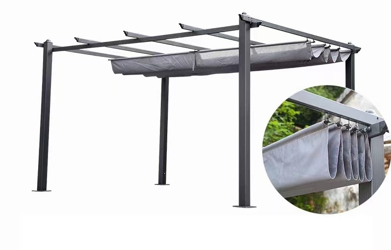 Aluminum Outdoor Waterproof Plastic With Retractable Pergola Covers Replacement Canopy Garden Patio Gazebo Retractable Pergola