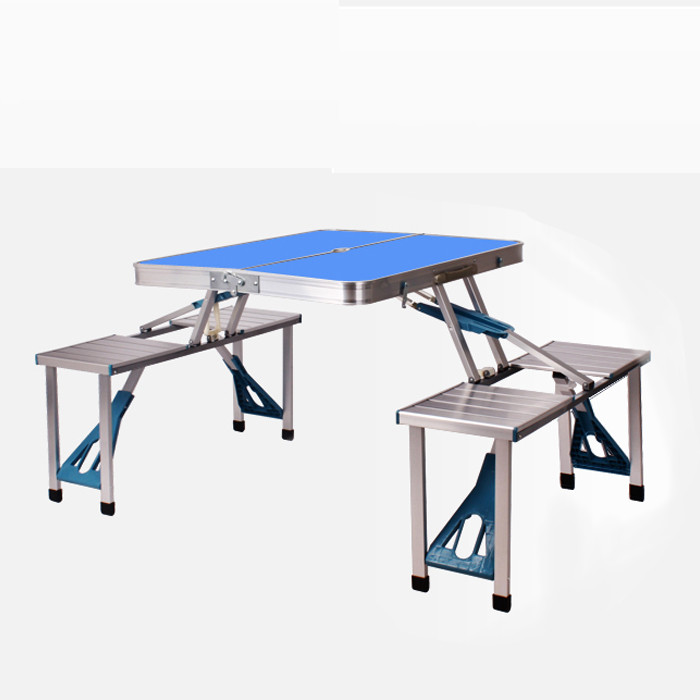 Factory Price OEM Portable Picnic Garden Patio Foldable Table With Chairs And Umbrella Hole Aluminum Outdoor Folding Table