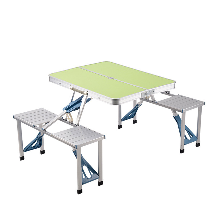 Factory Price OEM Portable Picnic Garden Patio Foldable Table With Chairs And Umbrella Hole Aluminum Outdoor Folding Table