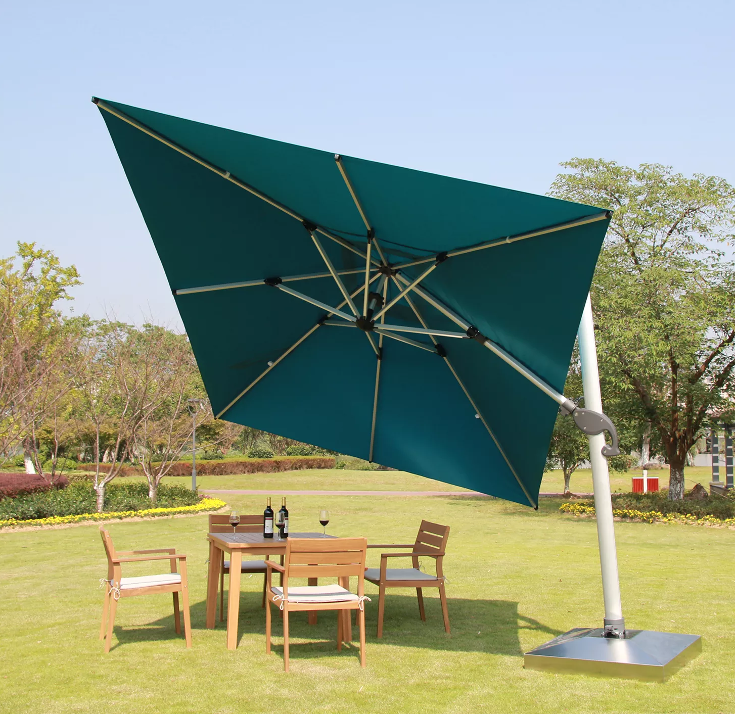 Outdoor Patio Parasol Square Cantilever 2.5m 8ft Aluminium Sunproof Shade Garden Waterproof  Roma Umbrella Parasol