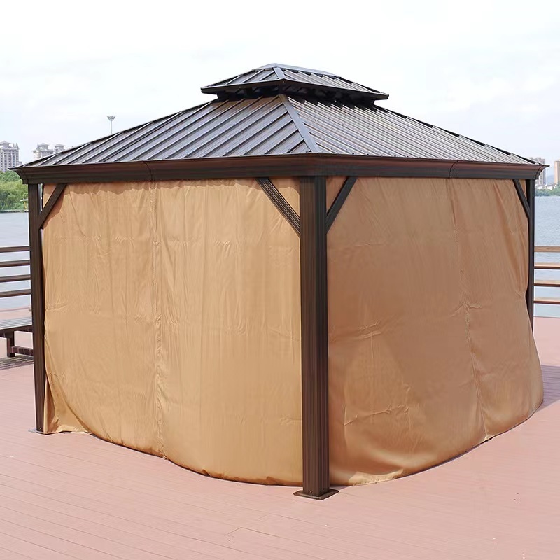 10x12ft 12x20ft Outdoor Double Roof Galvanized Steel Hardtop Patio Garden Waterproof Gazebo Sunshade Canopy Aluminum Gazebos