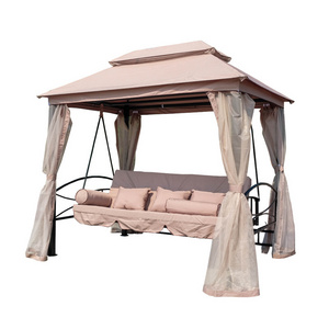 SUPER SEPTEMBER Luxury 3 person Outdoor Garden Swing Bed with canopy  Tent Outdoor Garden Chair Leisure Hanging Swing Chairs