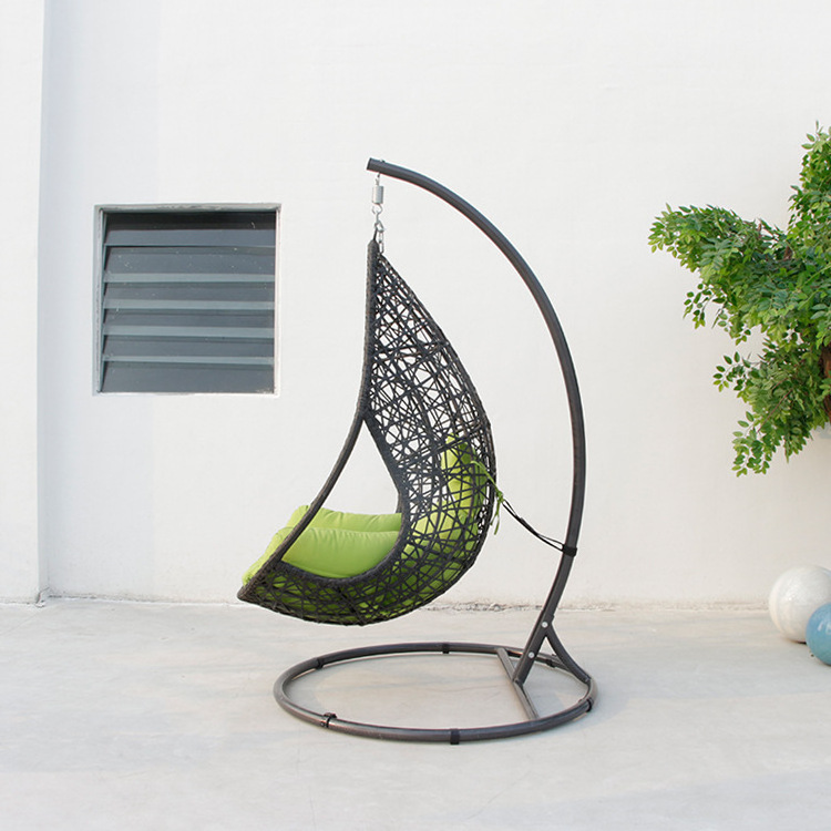 Hot Sale and High Quality  Outdoor Swing Cover Courtyard Waterproof Eggshell Hanging Chair Steel wicker Swing Hang Chair