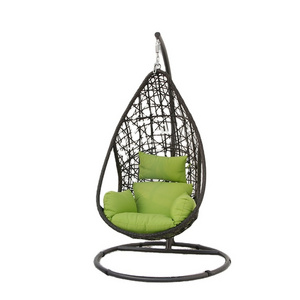 Outdoor Rattan Wicker Drop Seat Hanging Egg Swing Chair with Metal Stand Furniture Color Material Origin General Place Model