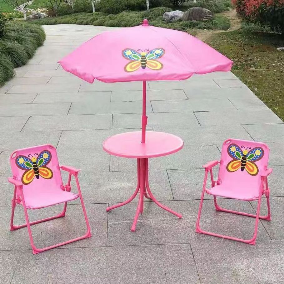 2024 new children's garden four-piece garden beach leisure and entertainment chairs Sun umbrella outdoor children's chairs