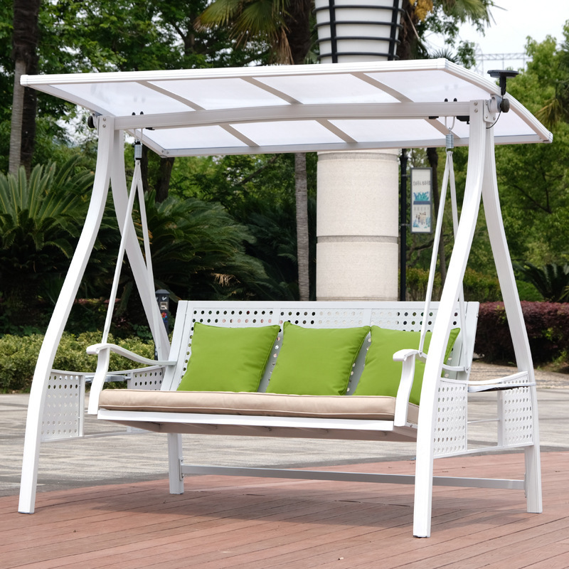 The New! Luxury 3 Seats All-aluminum Solar Light Outdoor Swing Sets Patio Swing Chair Garden Leisure Swing Chairs