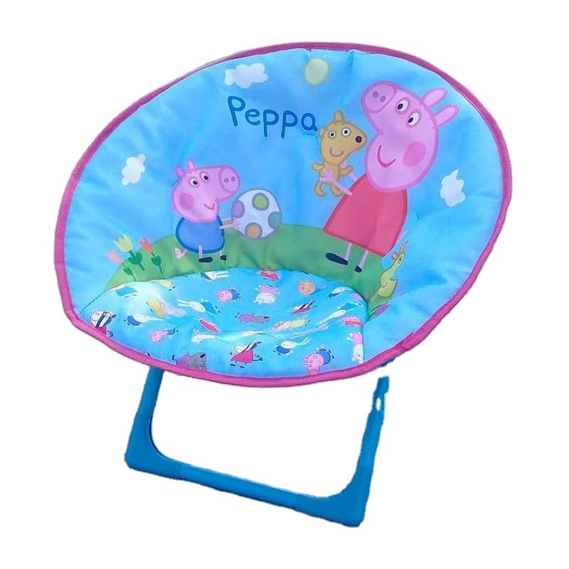 Children Portable Camping Chair Cute Cartoon Garden Park Play Popular Kids Folding Round Moon Chair