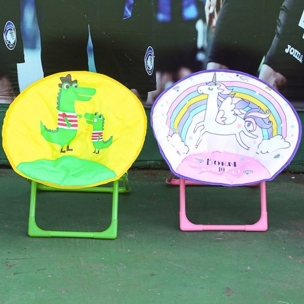 Children Portable Camping Chair Cute Cartoon Garden Park Play Popular Kids Folding Round Moon Chair